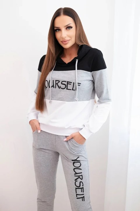 Komplet z nadrukiem Yourself czarny+szary