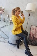 Sweter z kapturem i rękawami typu nietoperz musztardowy
