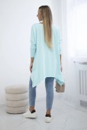 Bluzka oversize z nadrukiem tęczowych ust miętowa