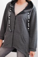 Bluza z dłuższym tyłem i kapturem grafitowa