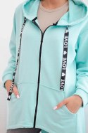 Bluza z dłuższym tyłem i kapturem miętowa