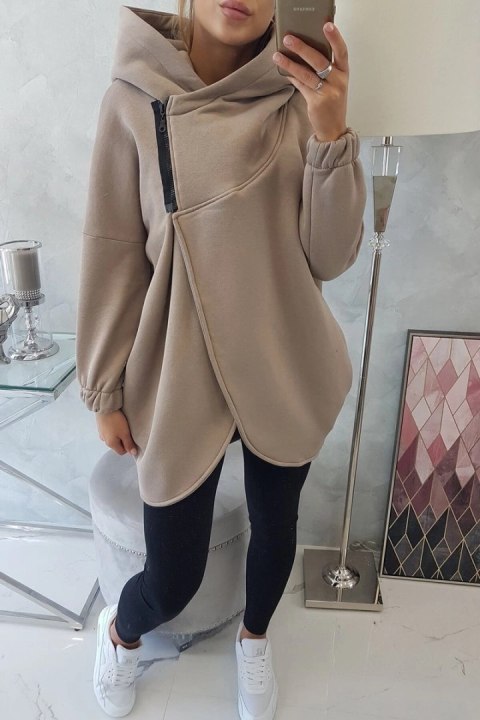 Bluza z krótkim suwakiem ciemny beż