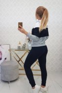 Komplet z nadrukiem Yourself biały+granatowy