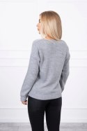Sweter z dekoltem V szary