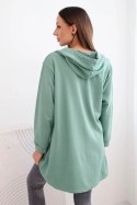 Bluza z dłuższym tyłem i kapturem ciemno miętowa