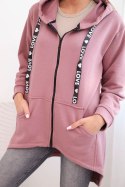 Bluza z dłuższym tyłem i kapturem ciemno różowa
