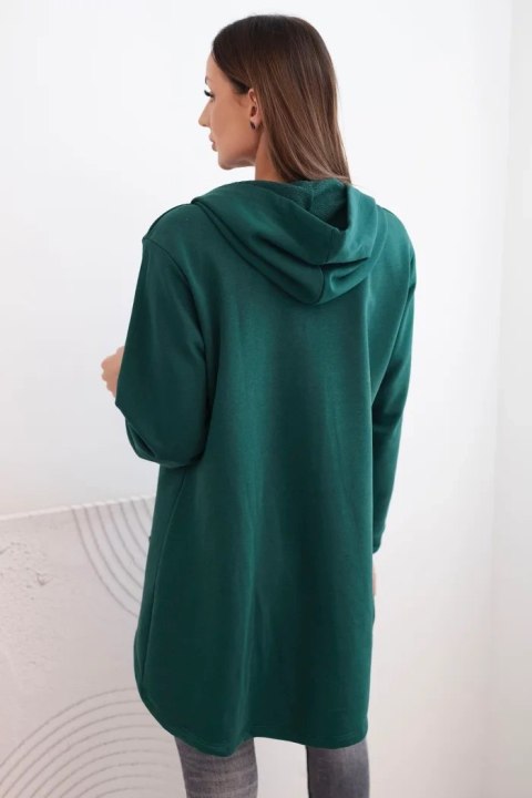 Bluza z dłuższym tyłem i kapturem zielona