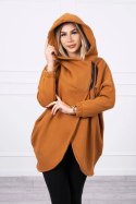 Bluza z krótkim suwakiem camelowa