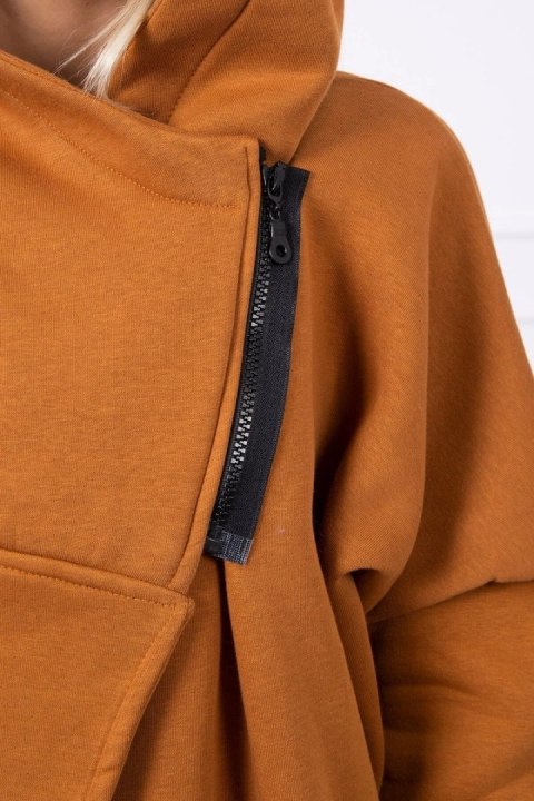 Bluza z krótkim suwakiem camelowa
