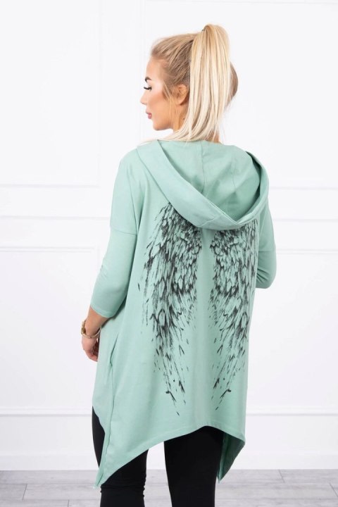 Bluza z nadrukiem skrzydeł ciemno miętowa