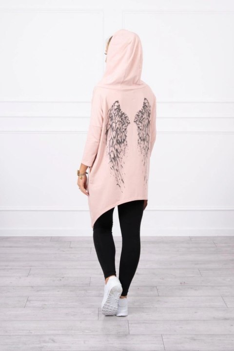 Bluza z nadrukiem skrzydeł pudrowy róż