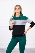 Komplet w kolorowe pasy zielony+szary