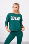 Komplet z nadrukiem Queen ciemny zielony