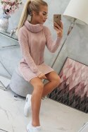 Sweter z golfem pudrowy róż