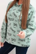 Bluza z napisami ciemno miętowa