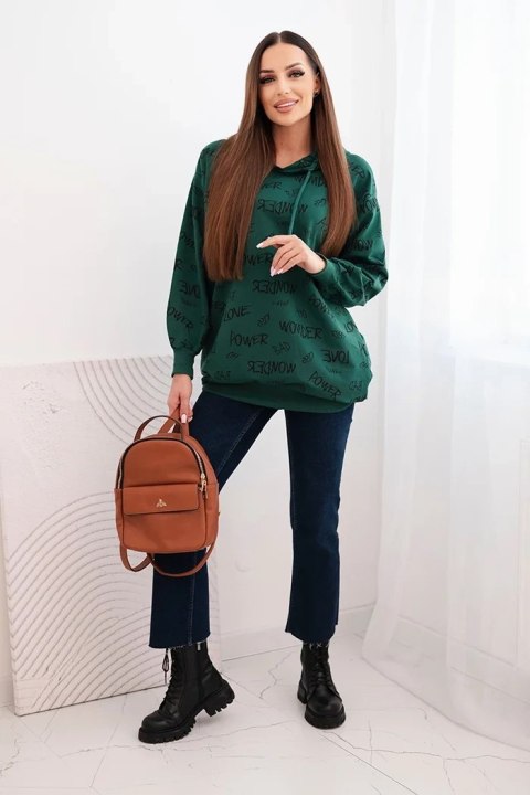 Bluza z napisami zielona