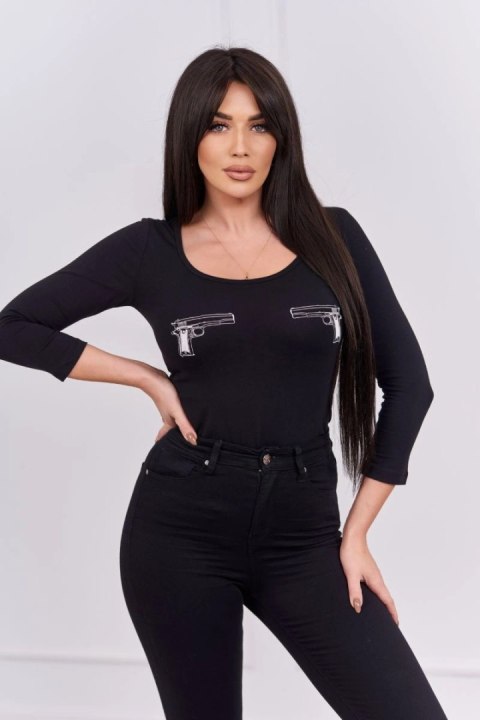 Bluzka body z nadrukiem pistoletów czarna