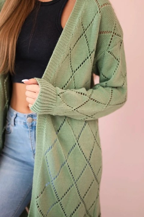 Sweter z geometrycznym wzorem ciemny miętowy