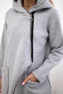 Bluza ocieplana z asymetrycznym suwakiem szara