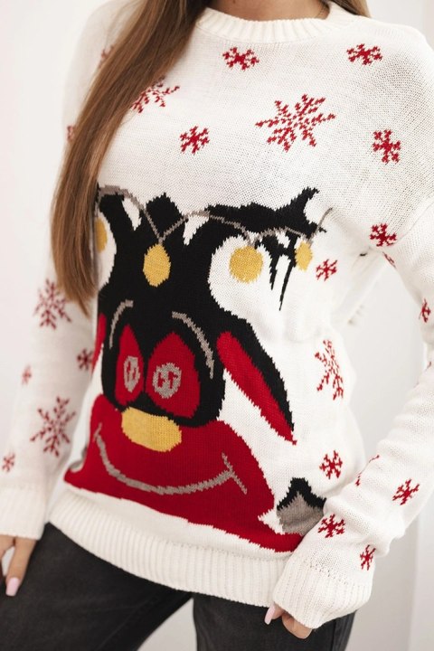 Sweter świąteczny z reniferem ecru