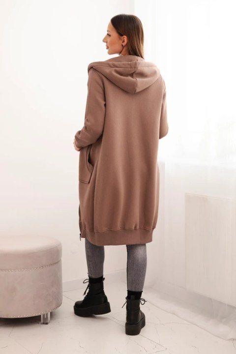 Bluza ocieplana długa z kapturem mocca