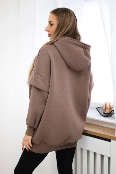 Bluza ocieplana z półgolfem mocca