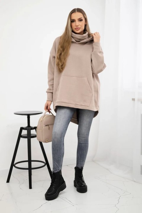 Bluza ocieplana z suwakiem z tyłu ciemno beżowa