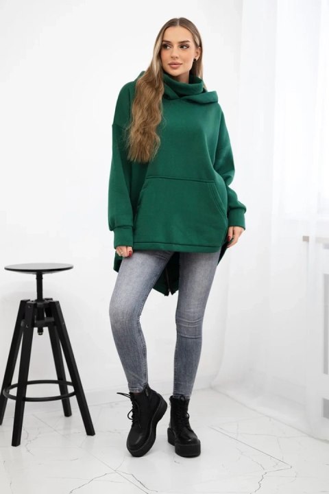 Bluza ocieplana z suwakiem z tyłu ciemno zielona