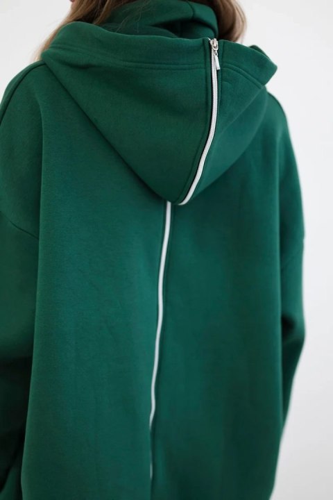 Bluza ocieplana z suwakiem z tyłu ciemno zielona