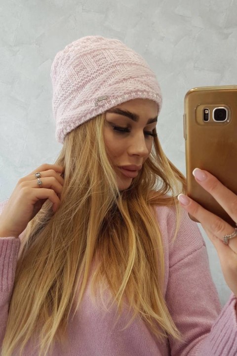 Czapka z polarem Edyta K298 pudrowy róż