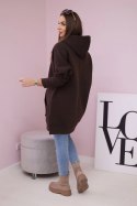 Bluza ocieplana z rozcięciami na bokach brązowa