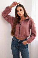 Bluza zamszowa na suwak ciemno różowa