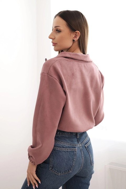 Bluza zamszowa na suwak ciemno różowa