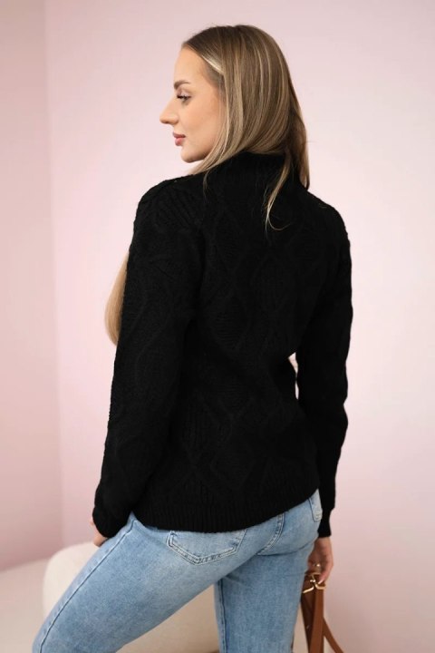 Sweter z ozdobnym splotem czarny