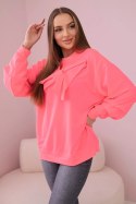 Bluzka bawełniana z kokardą różowy neon