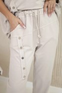 Komplet bawełniany oversize bluza + spodnie beżowy