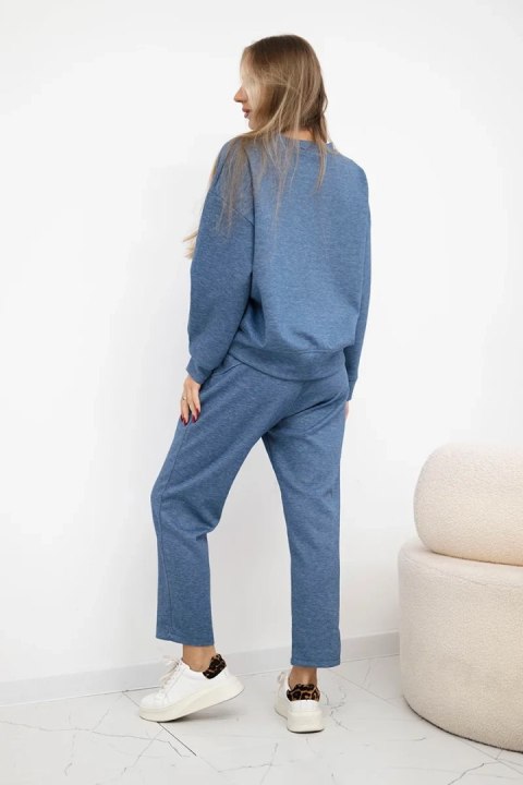 Komplet masełko bluza + spodnie jeansowy melanż