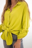 Koszula bawełniana muślinowa Plus Size kiwi