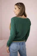 Bluza damska z napisem z cekinami zielona