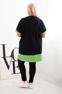 Bluzka damska Plus Size z kwiatowym wzorem i ozdobnymi perełkami zielona