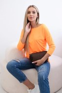 Bluzka damska z dekoltem w łódkę pomarańczowy neon