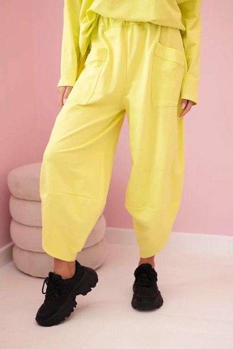Komplet bawełniany bluza + spodnie żółty neon