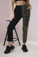 Spodnie damska dresowe z napisem QUEEN khaki