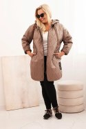 Kurtka damska Plus Size pikowana z kapturem i napisem HOPE fango