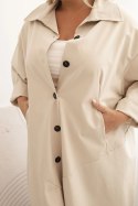 Narzutka damska Plus Size Punto z bawełną i guzikami beżowa