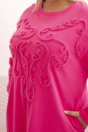 Sukienka damska Plus Size z haftem bawełniana różowa