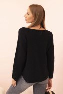 Sweter damska z wiskozą z dekoltem w serek czarny