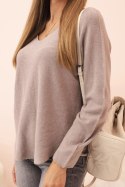 Sweter damska z wiskozą z dekoltem w serek fango