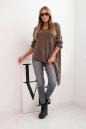 Sweter damski wełniany asymetryczny Plus Size z dekoltem V fango