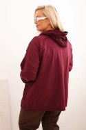 Bluza damska Plus Size bawełniana oversize z długim rękawem bordowa